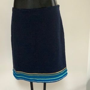 Like New Talbots blue beaded cotton Skirt  Size 8